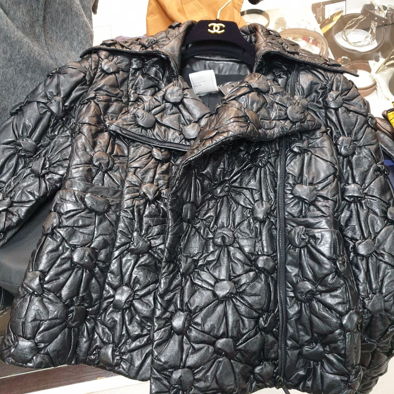 CHANEL Runway 2015 Black Quilted Leather Jacket - Size 38 Pre-owned