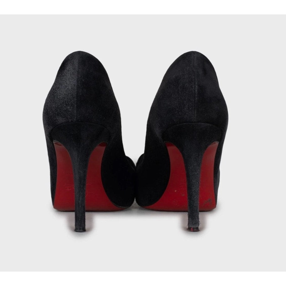 Christian Louboutin Black Suede Bow Heels - Size EU 36 Pre-owned