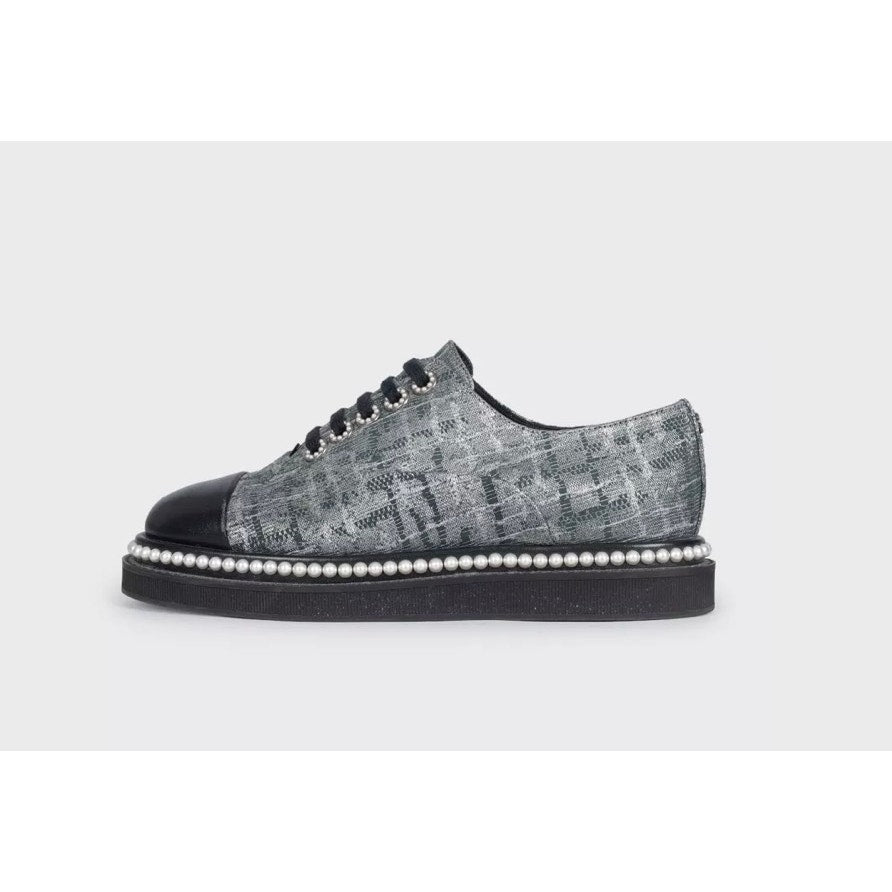 Chanel Silver Derby Lace-Up Shoes - EU 36 Pre-owned
