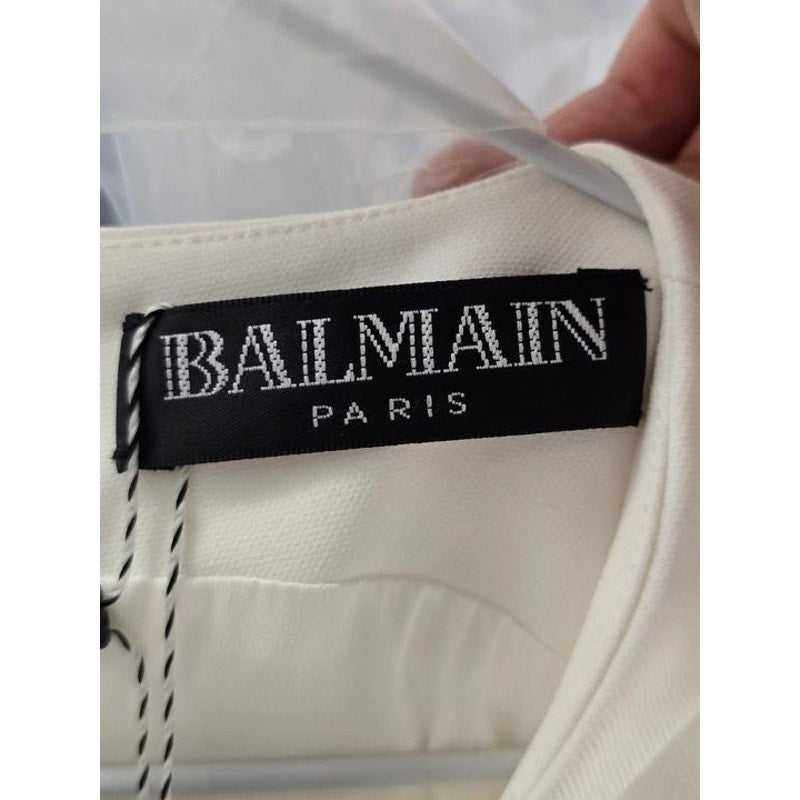Balmain White Fitted Dress - FR 42 / XL Pre-owned