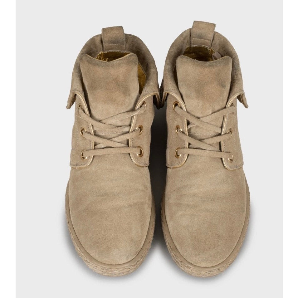 Louis Vuitton Beige Suede Empreinte Lace-Up Booties - 38 pre-owned