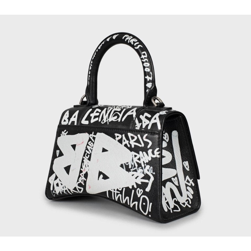 Balenciaga Hourglass Leather Black & White Bag Pre-owned