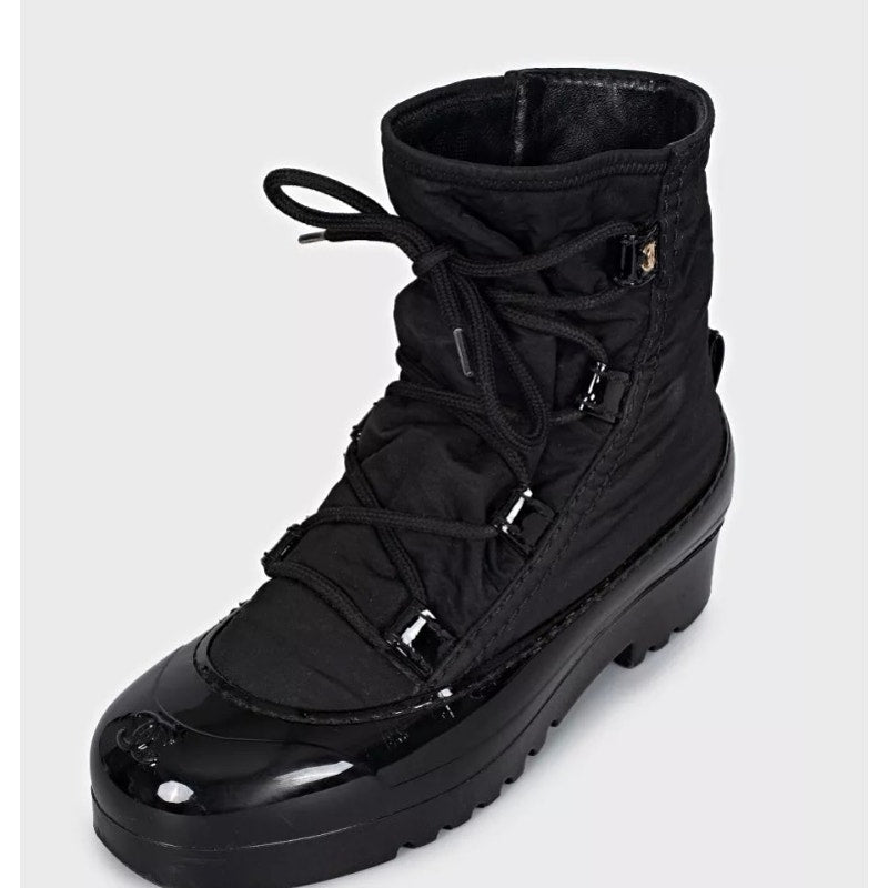 Chanel Black Lace-Up Boots - Size 37 Pre-owned