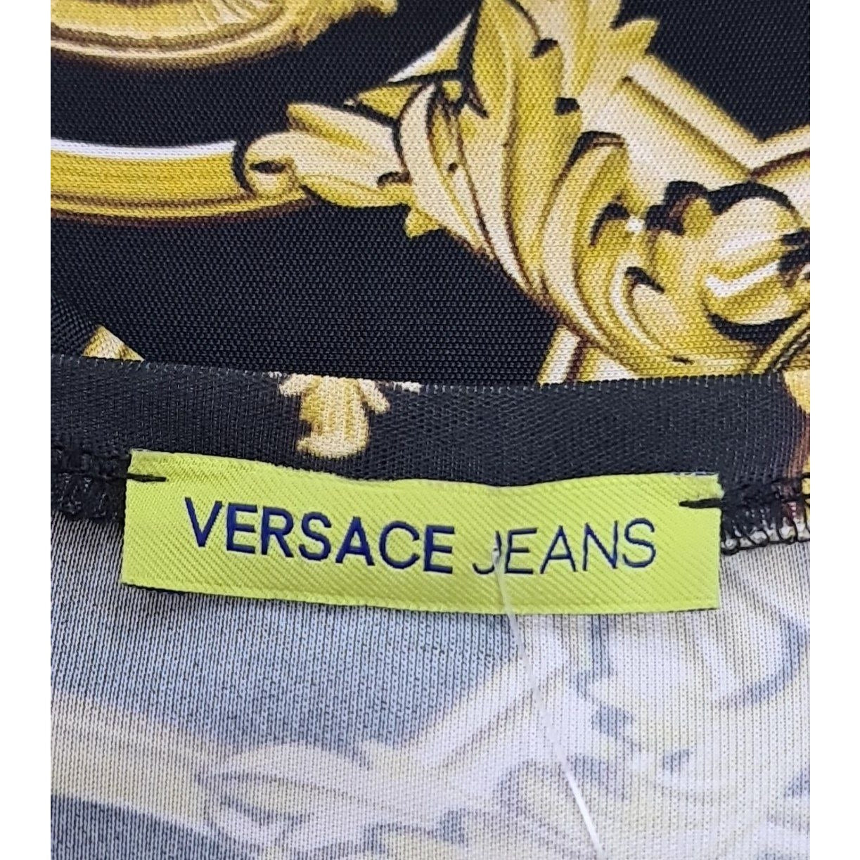 Versace Jeans Black & Gold Baroque Print Dress - Size S-M Pre-owned