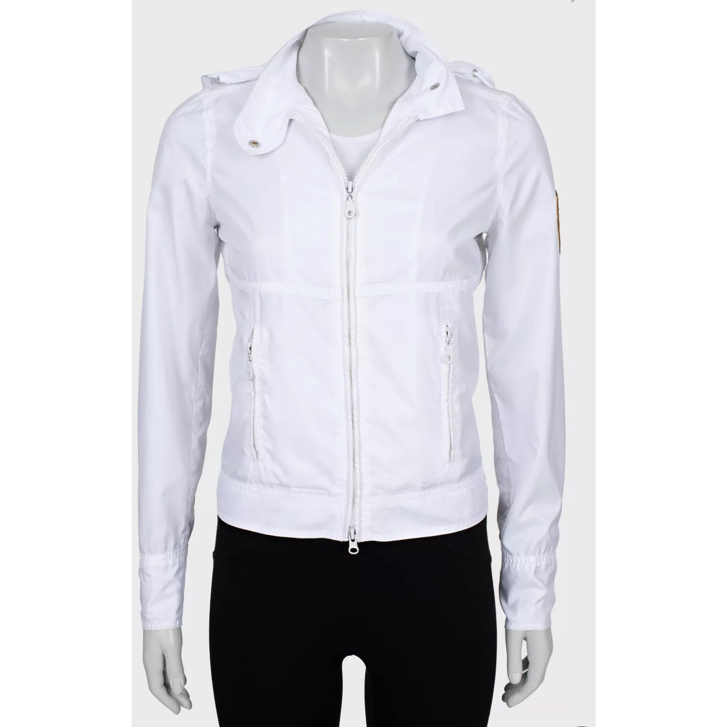 Jean Paul Gaultier White Hooded Windbreaker Jacket Sz.40/S Pre-owned