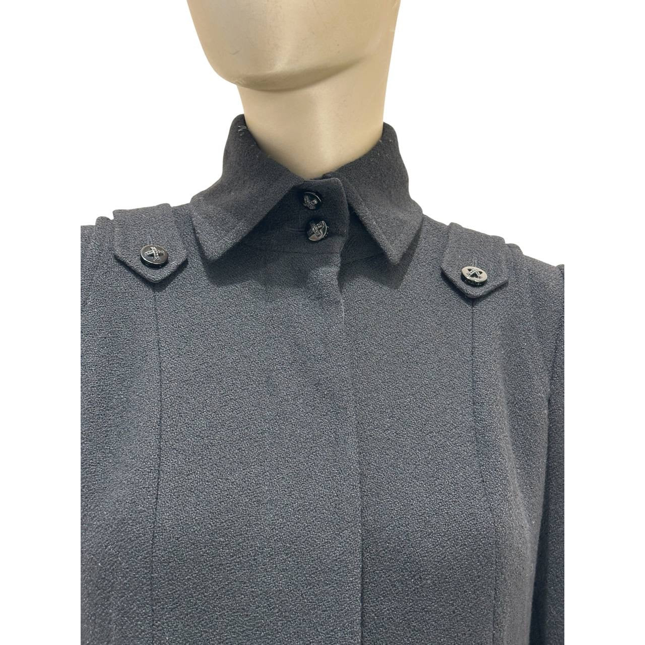 Chanel Black Wool Coat - Silk Lined & Tailored Sz.36 Pre-owned