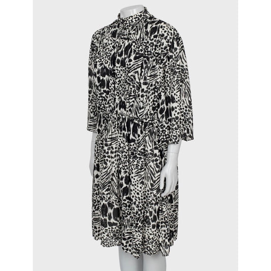 Louis Vuitton Black & White Pleated Silk Shirt Dress Sz.38 Pre-owned