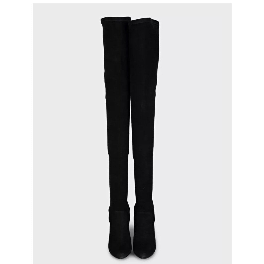 Christian Dior Black Suede Over-the-Knee Boots Sz.38 Pre-owned