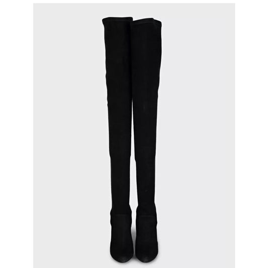 Christian Dior Black Suede Over-the-Knee Boots Sz.38 Pre-owned