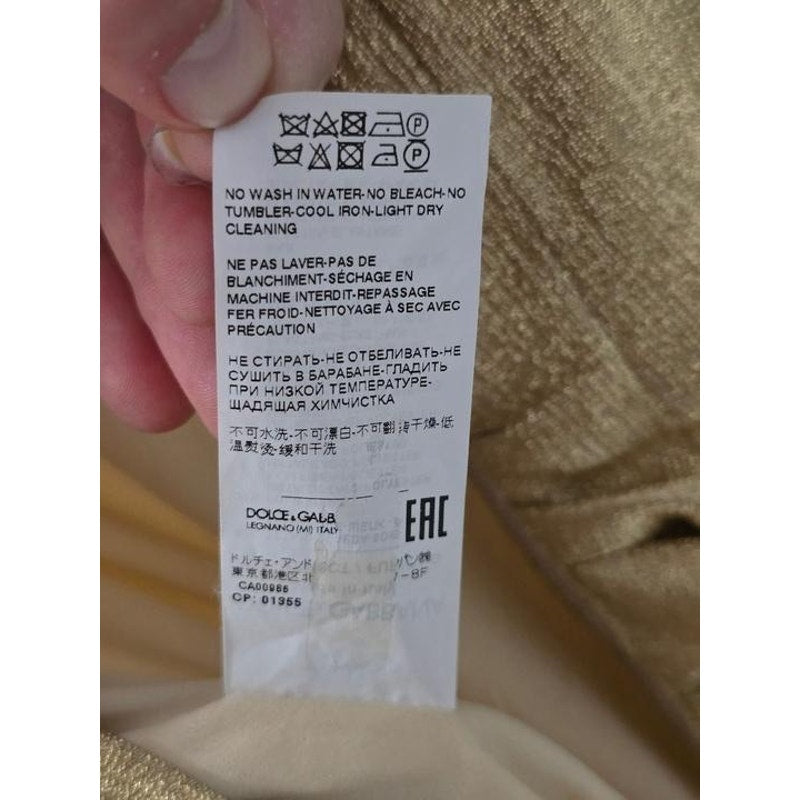 Dolce & Gabbana Gold Draped Fitted Dress - IT 46 / XL Pre-owned