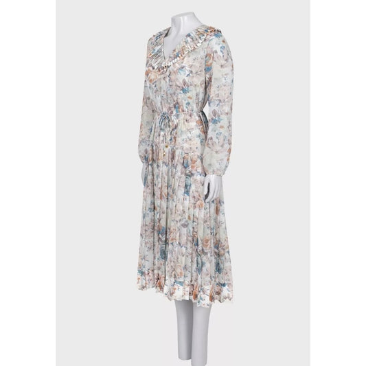 Zimmermann Floral Sheer Pleated DressSz. 2/M pre-owned