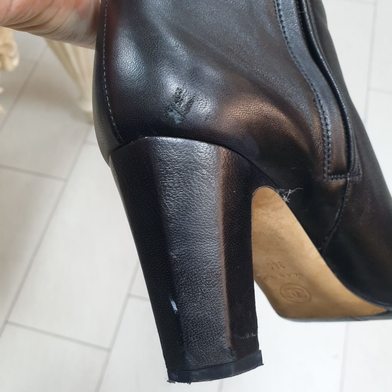 Chanel Leather Over-the-knee Heeled Boots Sz.38 Pre-owned