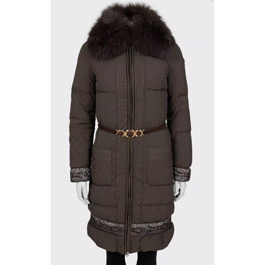 Roberto Cavalli Class Brown  Detachable Fur Down Coat Sz.36 pre-owned