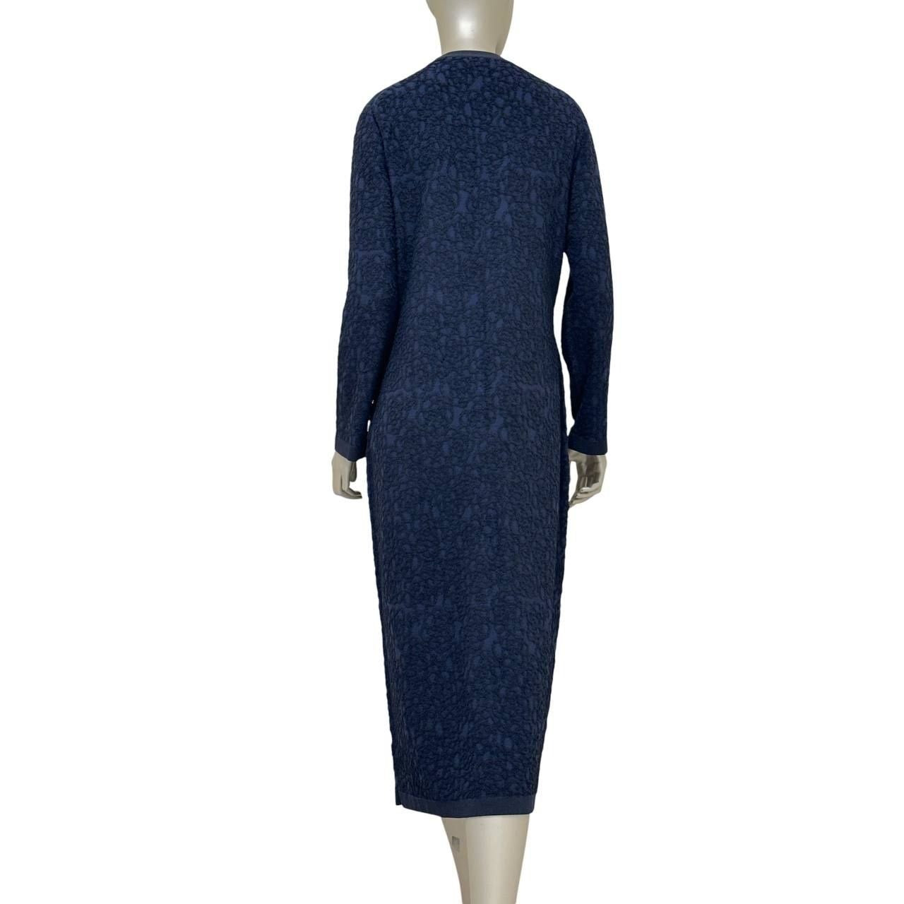 NWT Chanel Navy Wool Blend Cardigan Dress Sz.42 Pre-owned