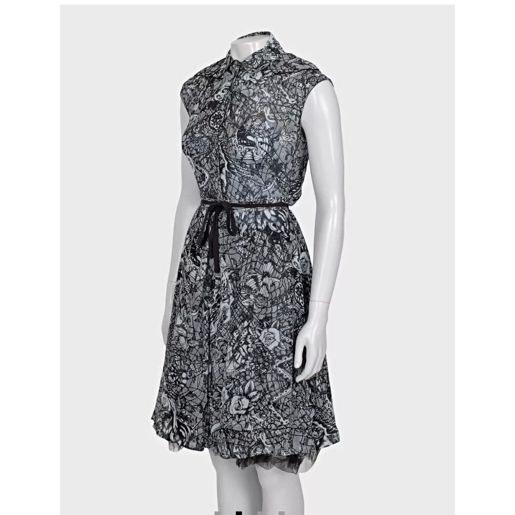 Alexander McQueen Black Silk Lace Evening Dress Sz.40 Pre-owned