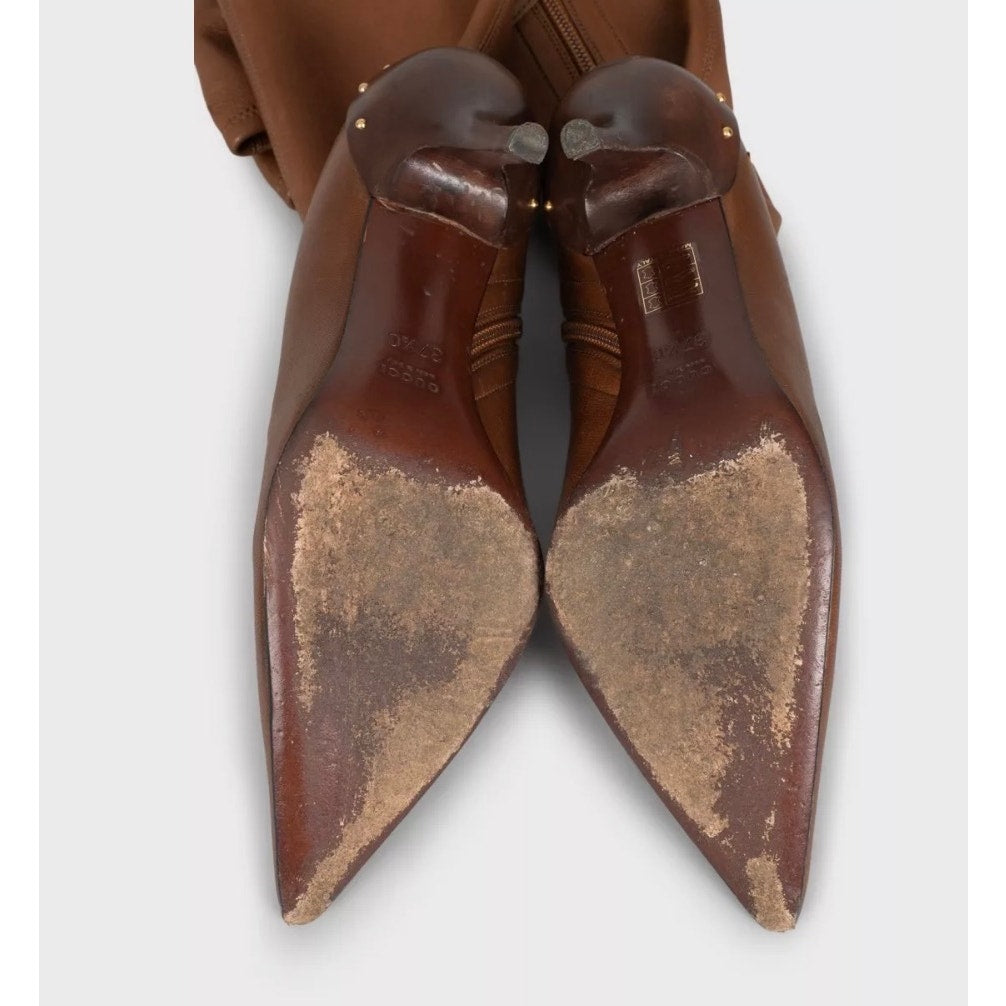 GUCCI Brown Leather Over-The-Knee Boots — EU 37.5 Pre-owned