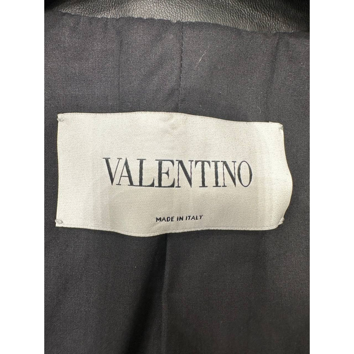 Valentino Black Leather Cropped Fitted Blazer IT 42 Pre-owned