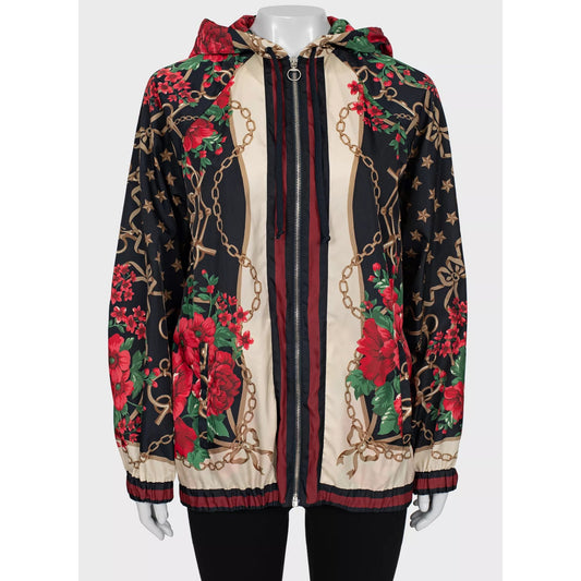 NWOT Gucci Women's Floral Print Slim Fit Jacket Sz S Pre-owned