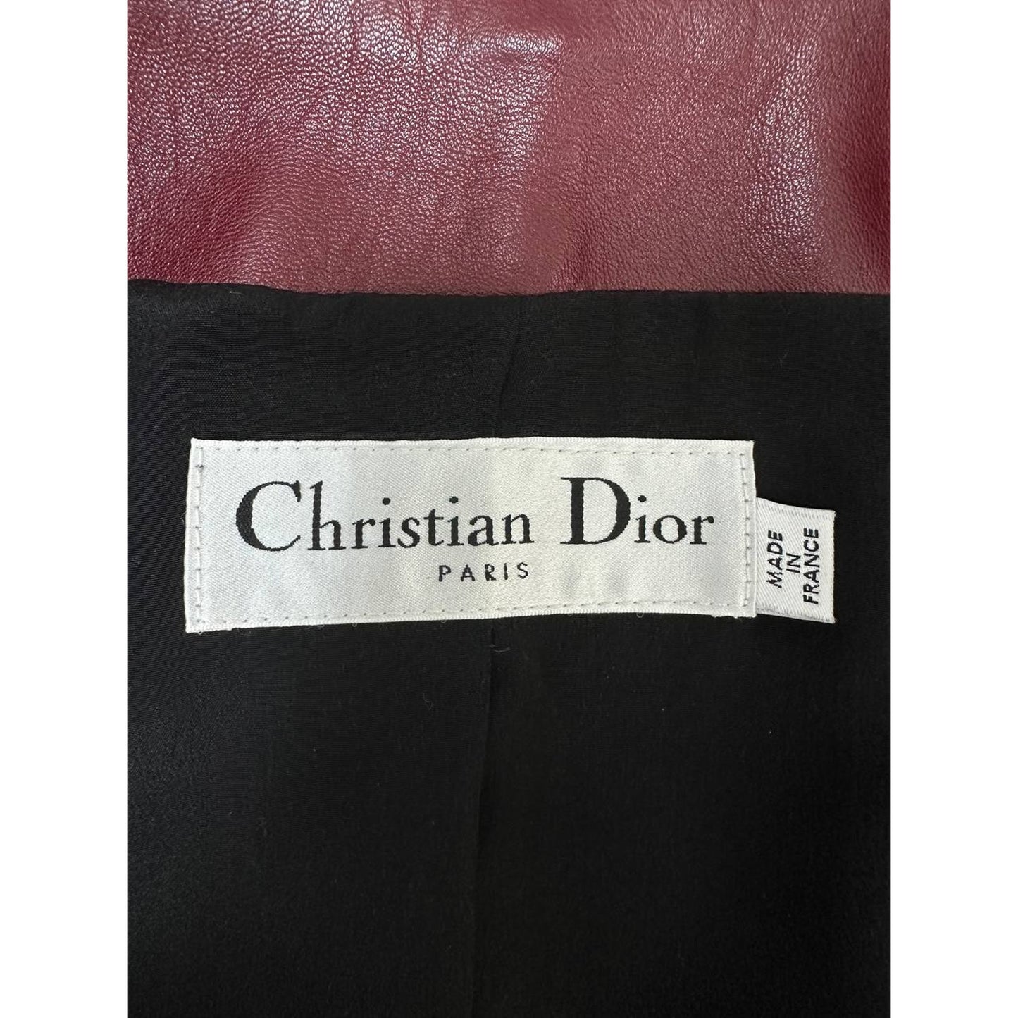 Christian Dior Burgundy Leather Biker Jacket Sz.38 Pre-owned