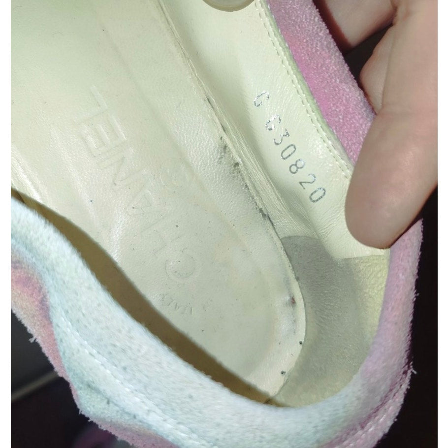 Chanel Pink Suede Pumps with Iconic Logo - Size 38 Pre-owned