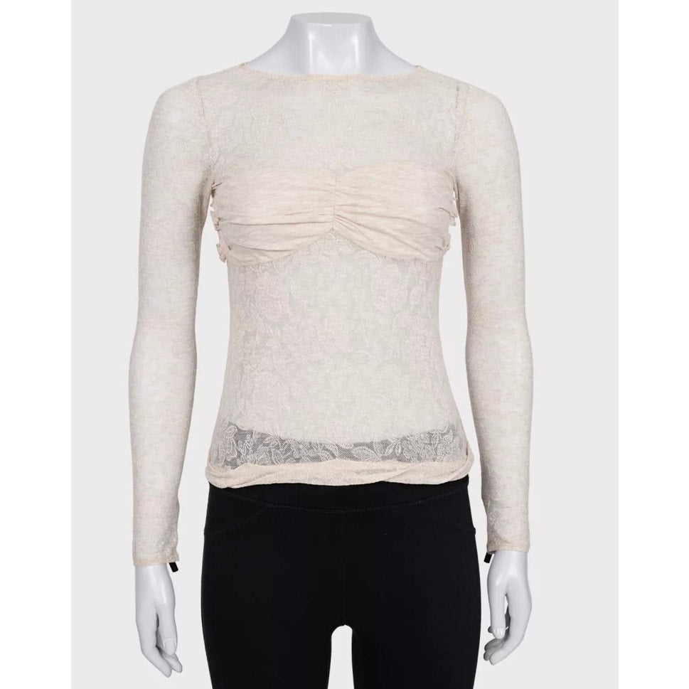 Louis Vuitton Beige Lace Body-Con Top Sz.36 Pre-owned
