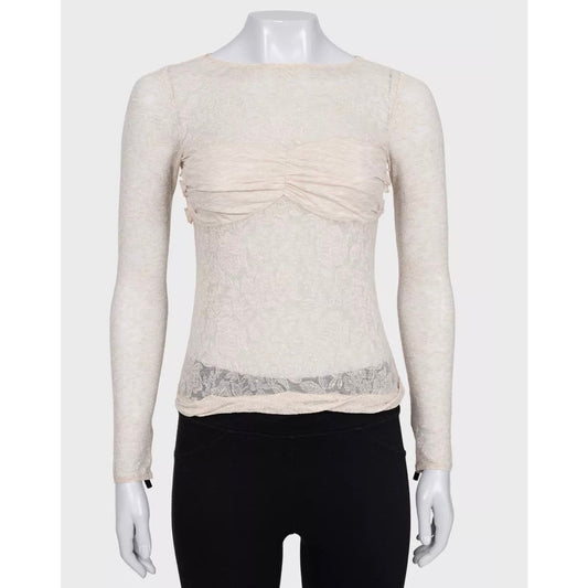 Louis Vuitton Beige Lace Body-Con Top Sz.36 Pre-owned