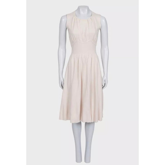 Prada Beige Fitted Wool Sleeveless Dress Size S pre-owned