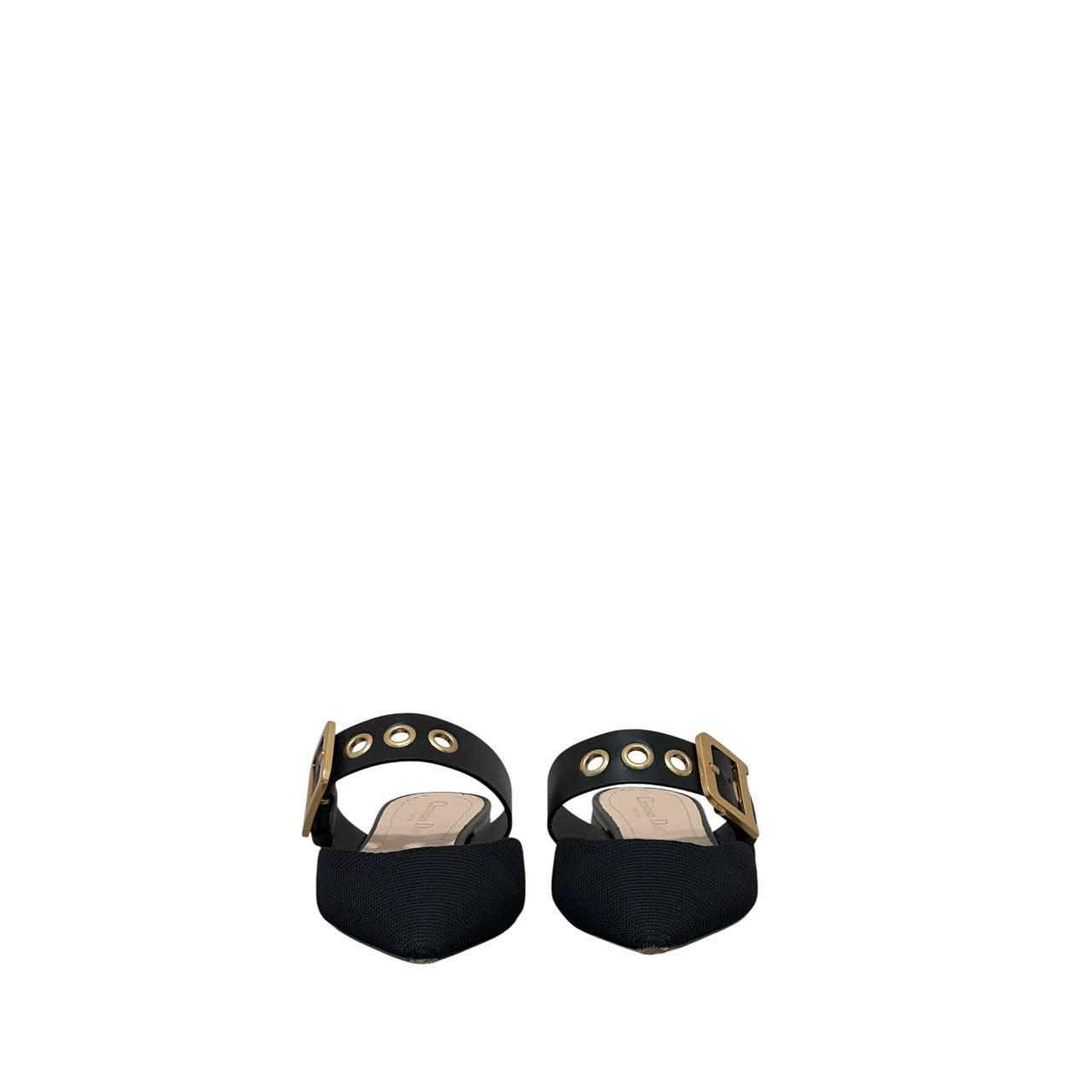 Christian Dior Black Leather Mules  sz.39.5 pre-owned