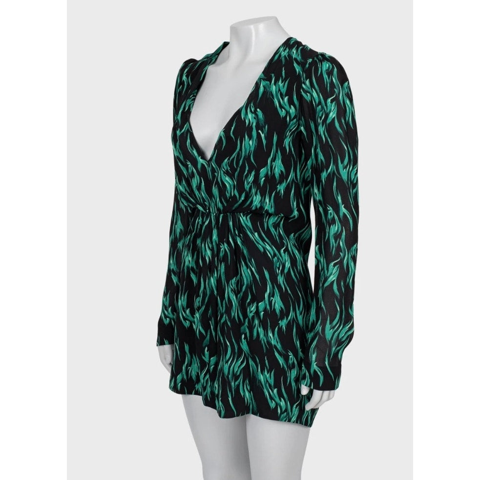 Saint Laurent Black V-Neck Fitted Dress Size S Pre-owned