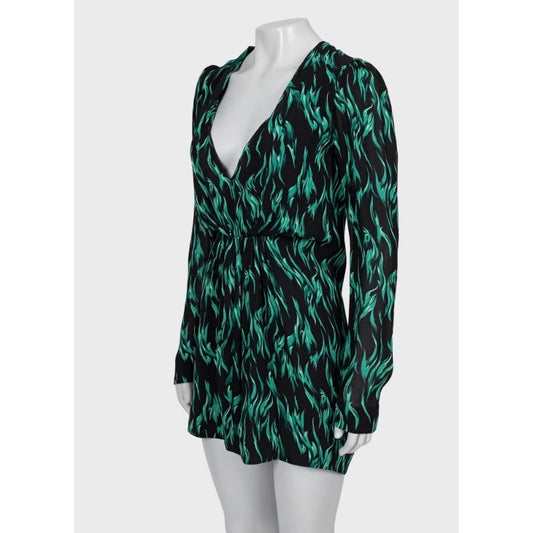 Saint Laurent Black V-Neck Fitted Dress Size S Pre-owned