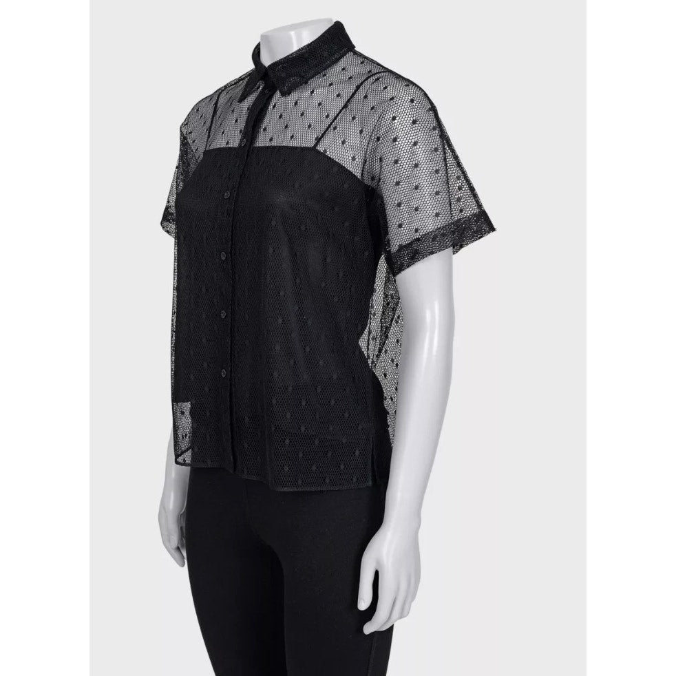 Christian Dior Black Silk Sheer Blouse - Size S Pre-owned