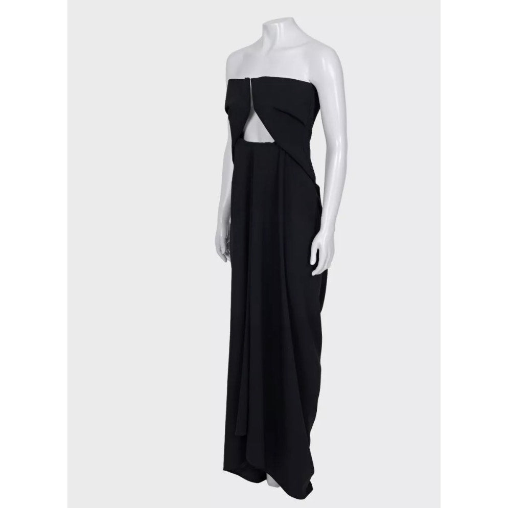 Rick Owens Open Shoulder Elegant Black Wool Dress US6/M Pre-owned