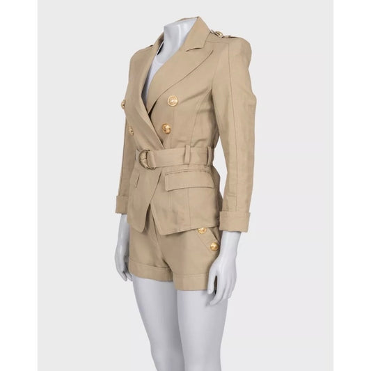 Balmain Beige Cotton-Linen Suit with Shorts Sz. FR36 / S Pre-owned