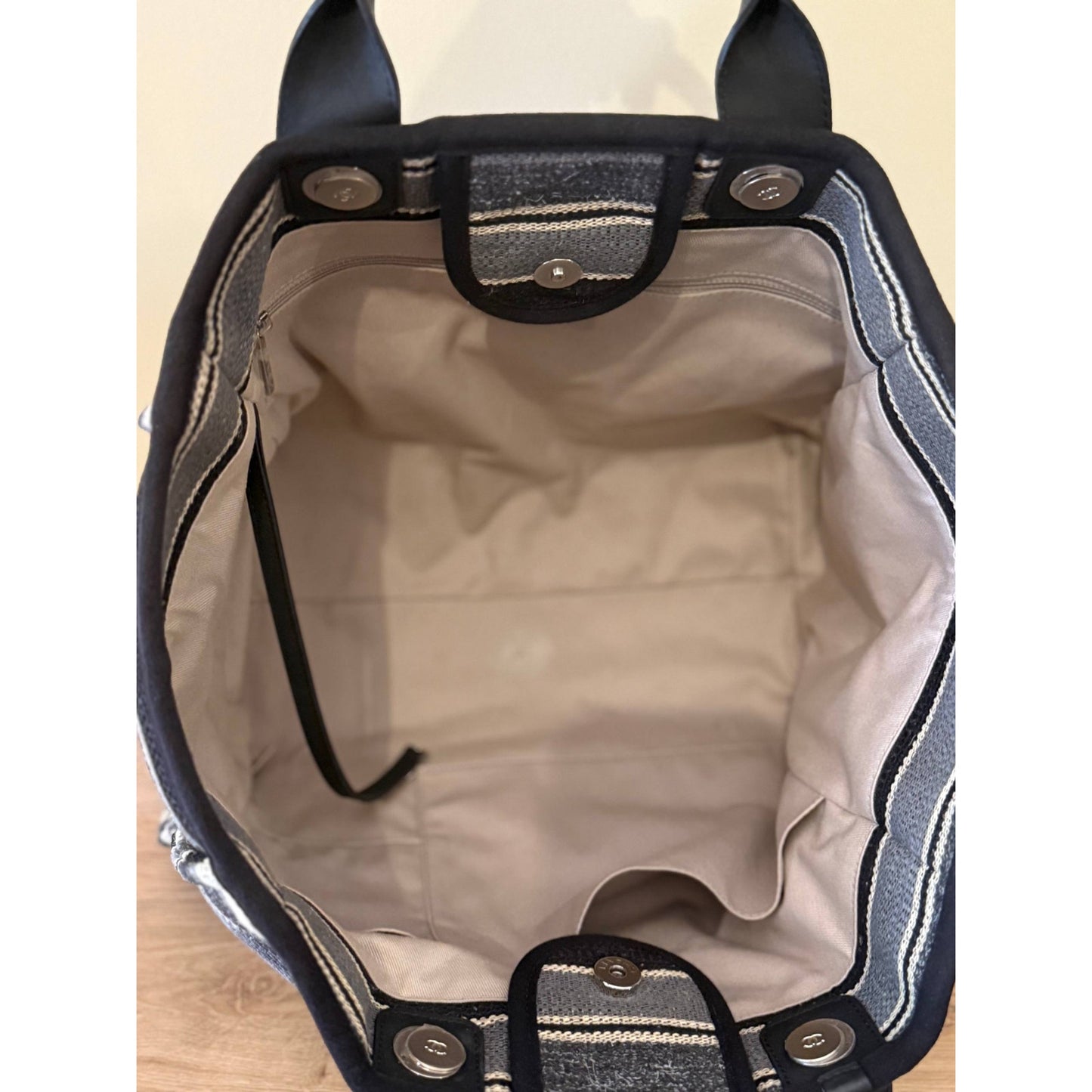 Chanel Deauville Striped Cloth Large Tote Bag Pre-owned