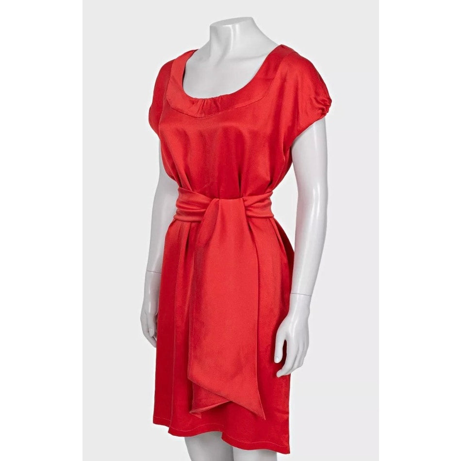 Saint Laurent Red Silk Dress - Size M pre-owned