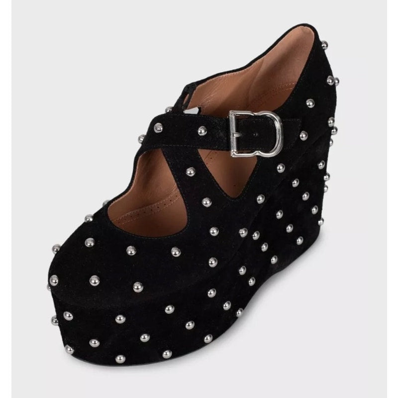 NWOB Alaïa Black Suede Wedge Pumps - Size EU 38 Pre-owned