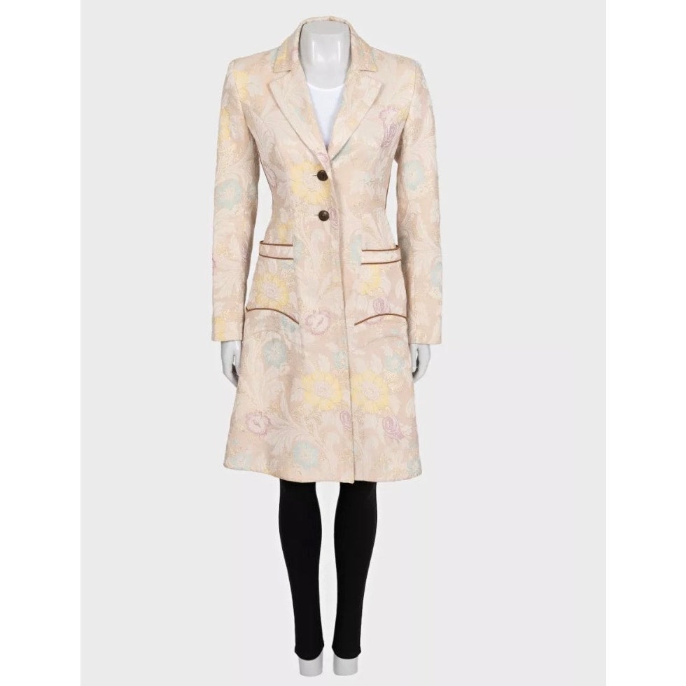 Just Cavalli Beige Floral Print Fitted Coat Sz.42/M Pre-owned