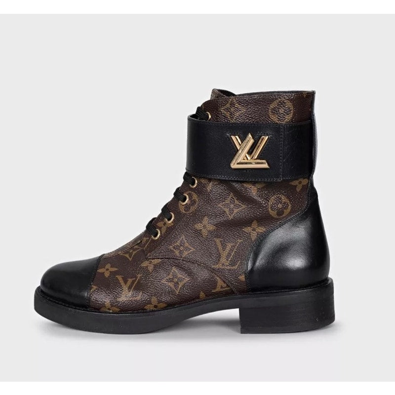 Louis Vuitton Monogram Canvas Leather Ankle Boots 38.5 Pre-owned