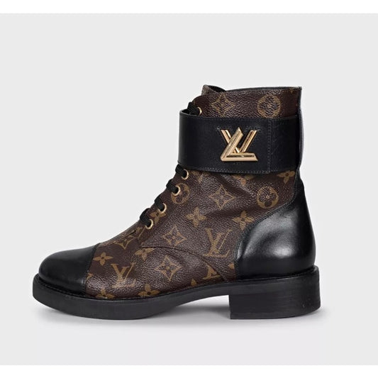 Louis Vuitton Monogram Canvas Leather Ankle Boots 38.5 Pre-owned