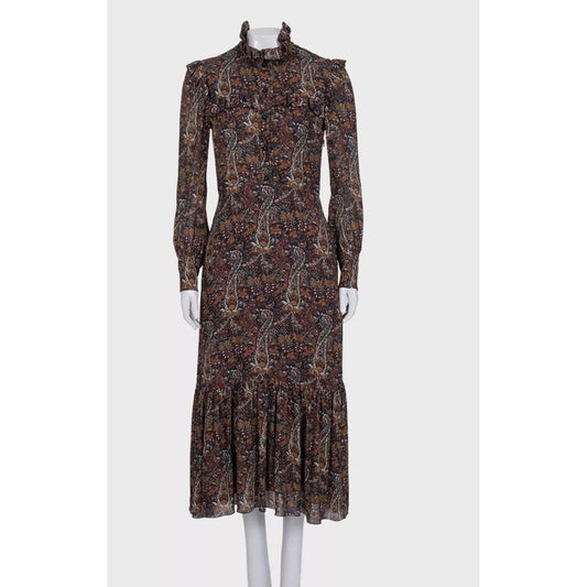 Saint Laurent Floral Viscose Silk Lined Button Dress Sz.38 pre-owned