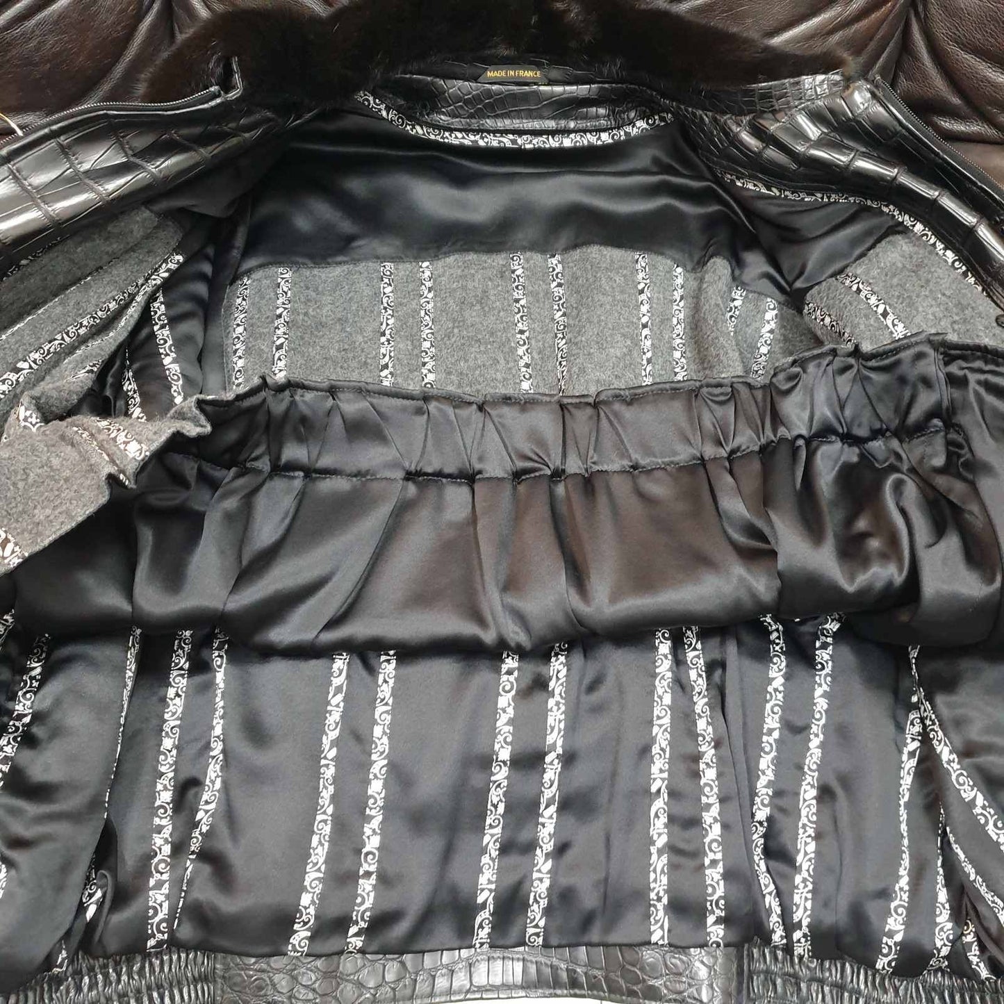 Zilli Crocodile Leather Mink Fur Lined Jacket Size 58 Pre-owned