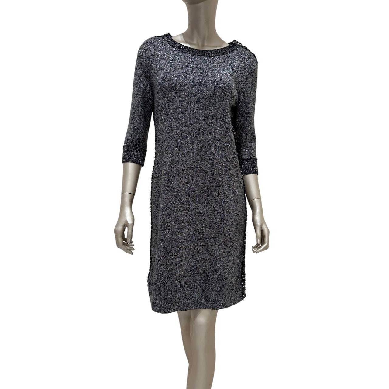 Chanel Pre-Fall 2017 Grey Wool Cashmere Shift Dress Sz.38 pre-owned