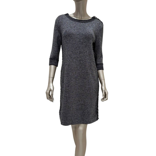 Chanel Pre-Fall 2017 Grey Wool Cashmere Shift Dress Sz.38 pre-owned