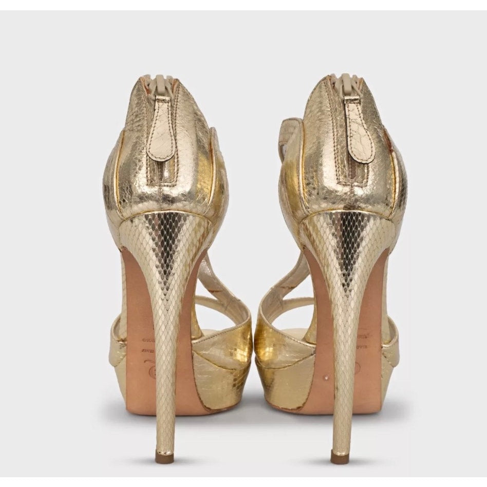 Alexander McQueen Gold Stiletto Sandals Size 38 Pre-owned