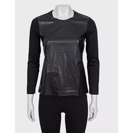 Celine Straight Longsleeve Top with Eco-Leather Detail, S Pre-owned
