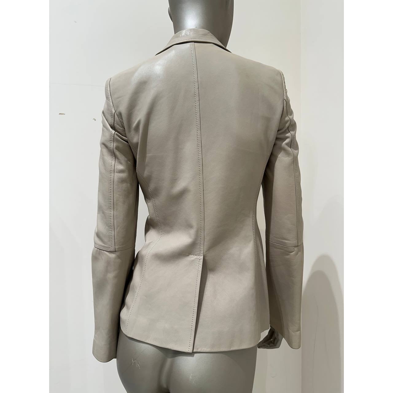 Gucci Vintage Tom Ford Era Ivory Leather Blazer Sz.38 Pre-owned