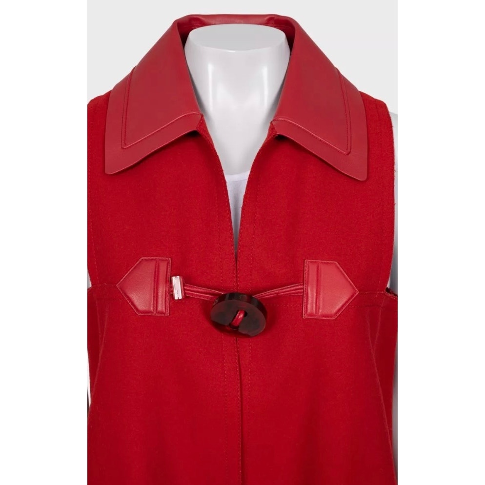 NWOT Fendi Red Virgin Wool & Leather Vest - IT42/M Pre-owned