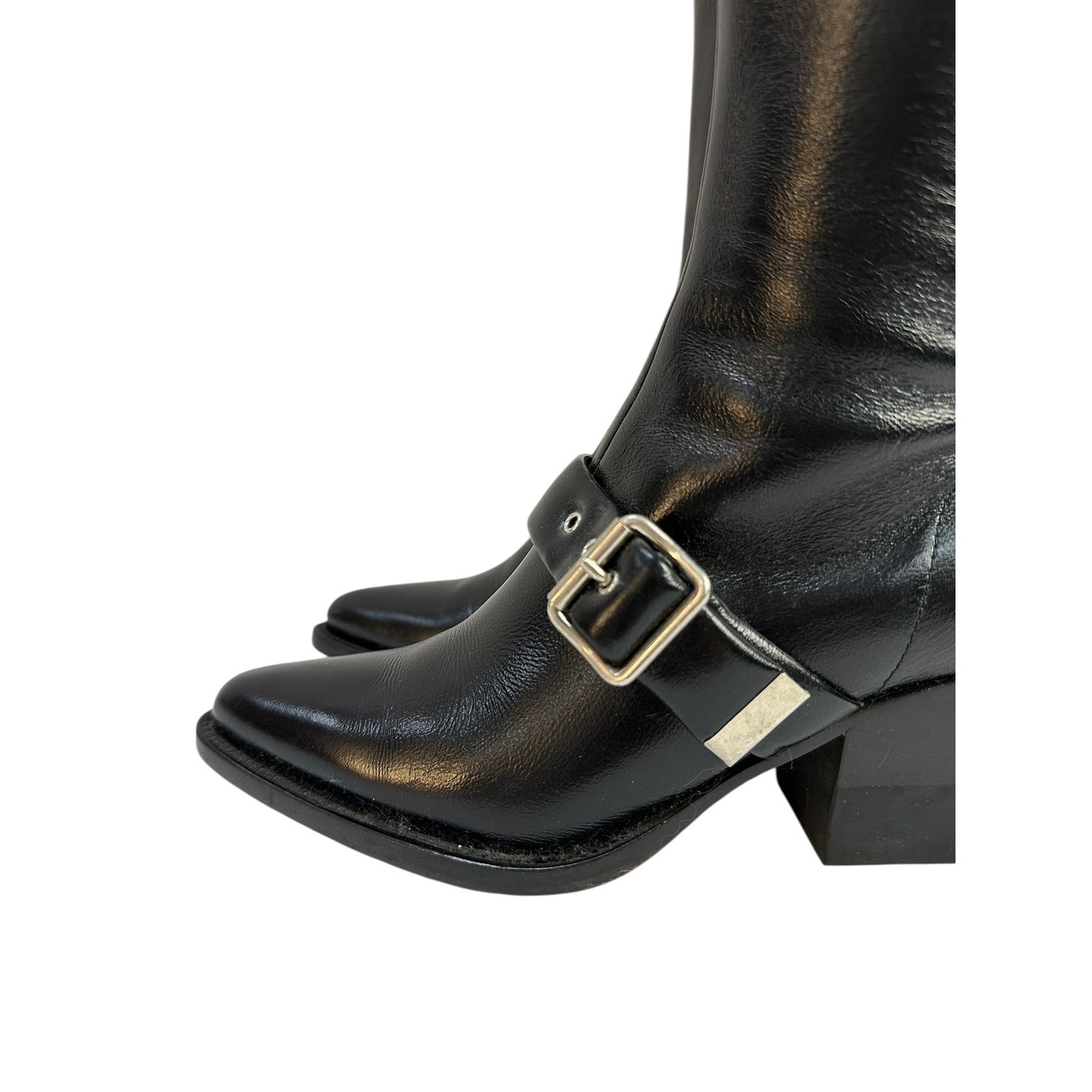 Chloe Leather Over-the Knee Buckle Block Heel Boots  Sz.36.5 Pre-owned