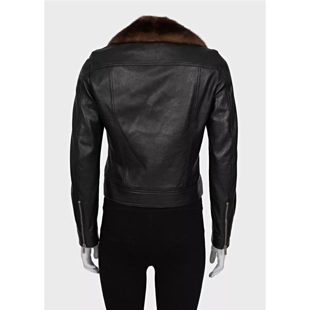 Saint Laurent Black Lamb Leather  Jacket Sz.38 Pre-owned