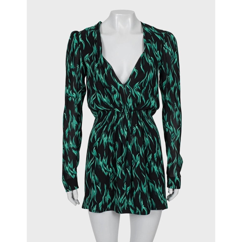 Saint Laurent Black V-Neck Fitted Dress Size S Pre-owned